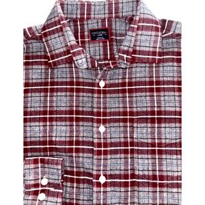 UNTUCKit Men’s Plaid Cabero Flannel Long Sleeve Button Down Large Gray/Red